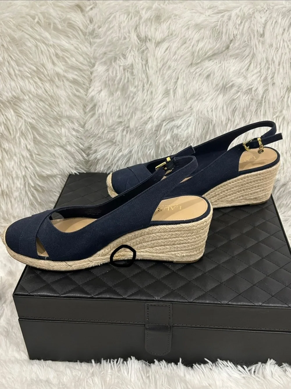 Ralph Lauren Hadly Navy Canvas Espadrilles Women's US size 8.5B